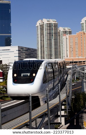 Modern public transportation with an electric monorail train system