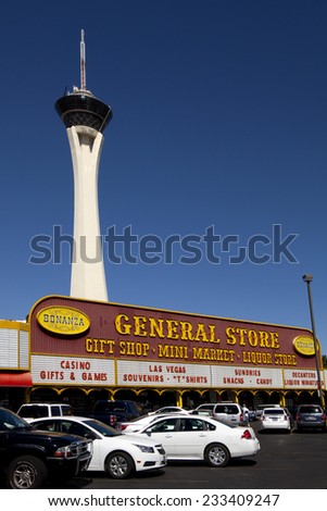 Las Vegas, Nevada, USA - Sept. 22, 2014: The General Store is a famous landmark along the Las vegas strip, The store bost of being the largest gift shop in Las Vegas, Nevada, USA on Sept. 22, 2014