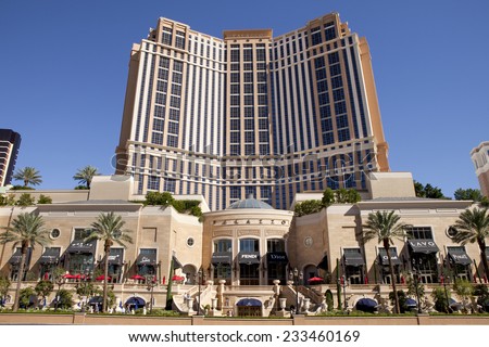 Las Vegas, Nevada, USA - September 22, 2014: Palazzo luxury resort and casino on the Las Vegas Blvd, as seen from the famous Strip in Las Vegas, Nevada, USA on September 22, 2014