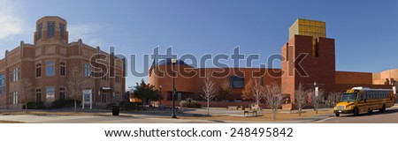 Ft Worth, Texas, USA - Jan. 6, 2015: Fort Worth Museum of Science and History (right) and National Cowgirl Museum and Hall of Fame (left) are two famous Ft. Worth Texas landmarks on Jan. 6, 2015