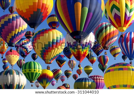 Composite of hot air balloons at the New Jersey Ballooning Festival in Whitehouse Station, New Jersey