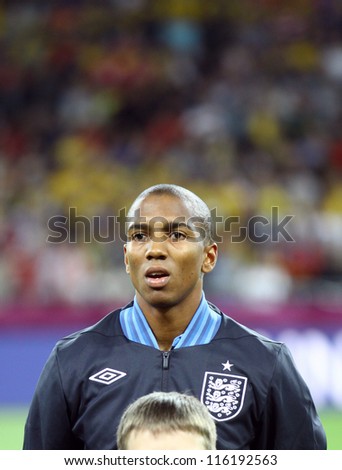 KYIV, UKRAINE - JUNE 15: Ashley Young of England sings the national anthem before UEFA EURO 2012 game against Sweden on June 15, 2012 in Kyiv, Ukraine
