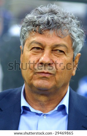 KYIV, UKRAINE - APRIL 30: The Head Coach of Shakhtar Donetsk football team Mircea Lucescu before UEFA Cup semi-final match between Dynamo Kyiv and Shakhtar at Valery Lobanovskyi stadium in Kyiv on April 30, 2009