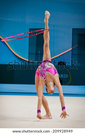 KYIV, UKRAINE - AUGUST 30, 2013: Neta Rivkin of Israel performs during 32nd Rhythmic Gymnastics World Championship (Individual All-Around competition)