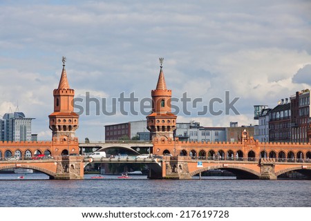 Oberbaumbrucke bridge across the Spree river in Berlin, Germany. It is the longest bridge of Berlin