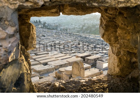 Ancient Jewish cemetery on the Mount of Olives in Jerusalem, Israel, Middle East