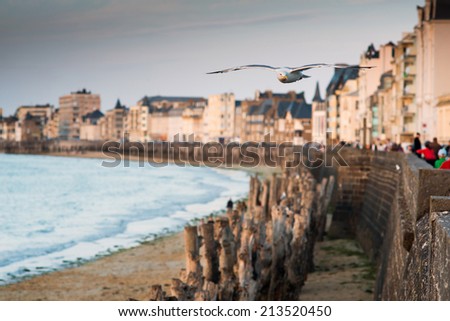 View of the town walls St Malo, Brittany, France, Europe,