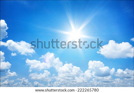 Bright sun in the blue sky