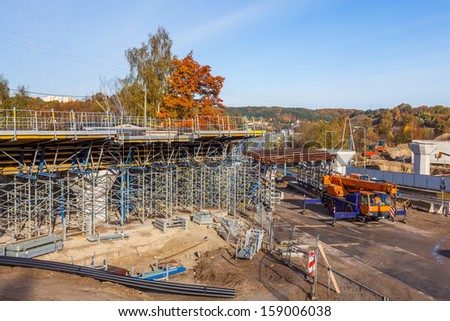 Construction of the railway viaduct, Gdansk - Poland.