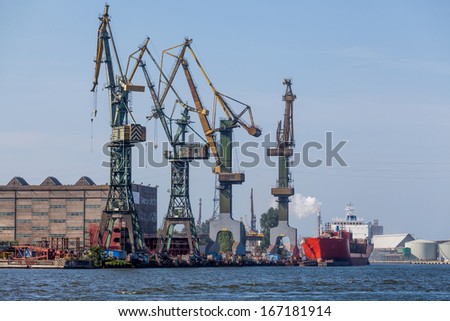 View of the shipyard in Gdansk - the birthplace of historical social movement \