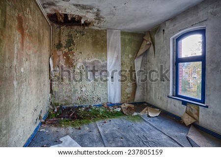 Destroyed room inside the building