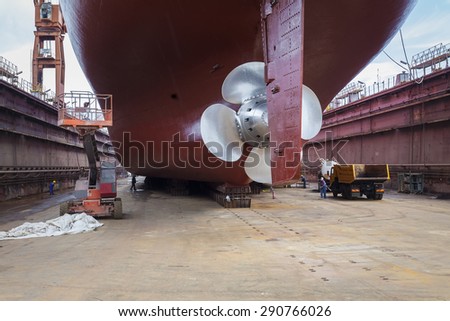 The new propeller mounted on a refurbished ship