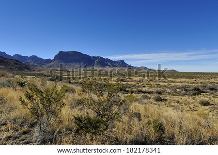 Panorama view of the Chisos Mountains in the morning - Big Bend National Park