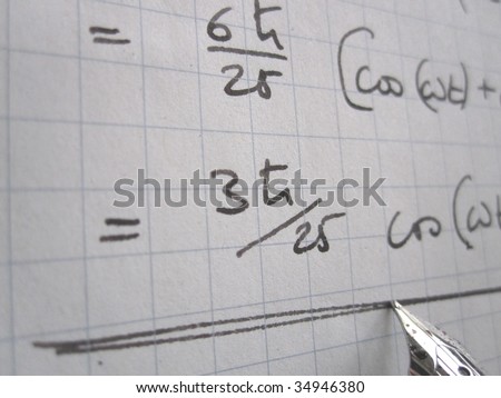 Hand written physics calculations on quantum mechanics