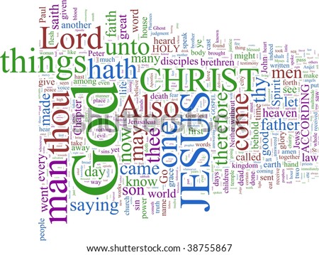A word cloud based on the New Testament
