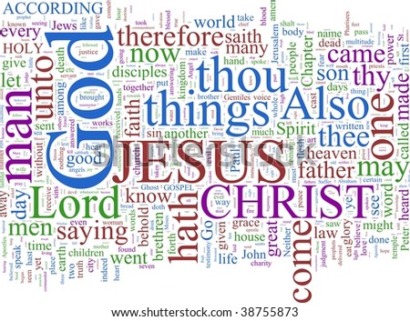 A word cloud based on the New Testament