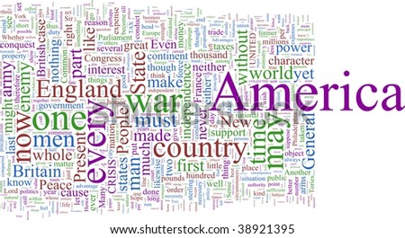 A word cloud based on Paine\'s American Crisis