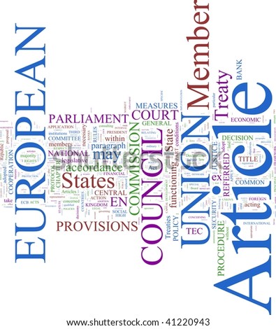 A word cloud based on the European Union\'s Lisbon Treaty