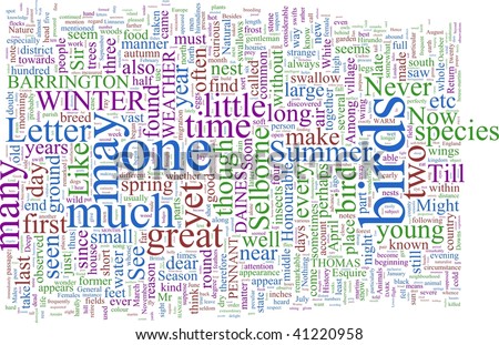A word cloud based on Gilbert White\'s Natural History of Selbourne