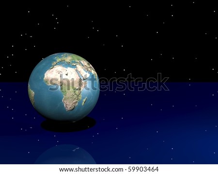 Computer Generated Image of Planet Earth  against Starry Sky