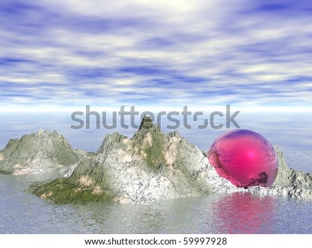 Abstract - Sphere on rocks (CGI)