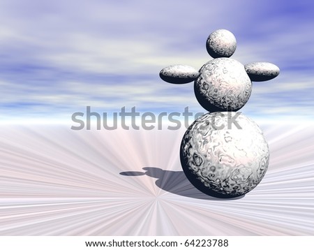 Abstract Image: Snowman Against a Neutral Background