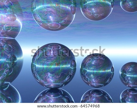Computer Generated Image of a Reflecting Spheres against a Neutral Background