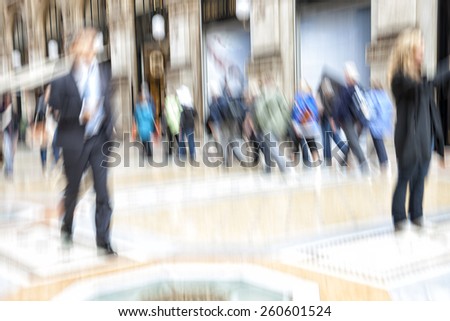 Rush hour in the city, zoom effect, motion blur