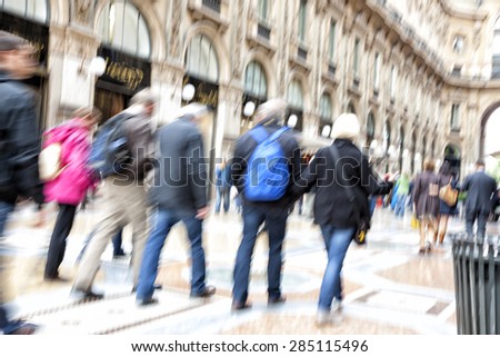 Shopping spree, zoom effect, motion blur