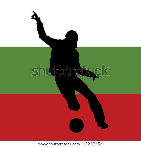 football player with bulgarian flag in background, vector illustration
