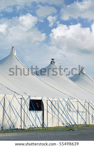Circus Tents on a Fairground with Cumulus Clouds