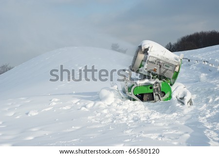 Snow Cannon Preparing Snow for Winter Sports