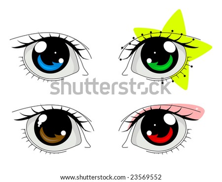anime eyes male. stock vector : Anime eyes set