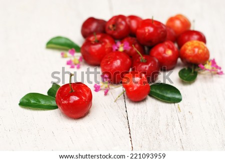 Organic Small red fruit . Brazilian Acerola Fruit . small cherry