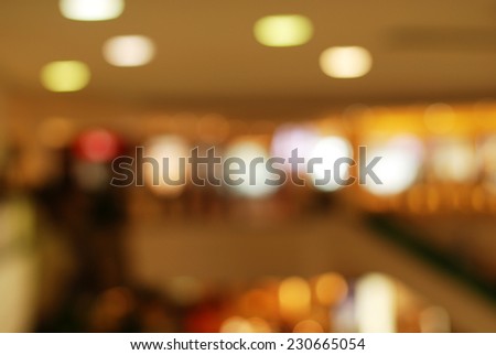 Department store blurred background with bokeh,defocused light in department store,abstract background.