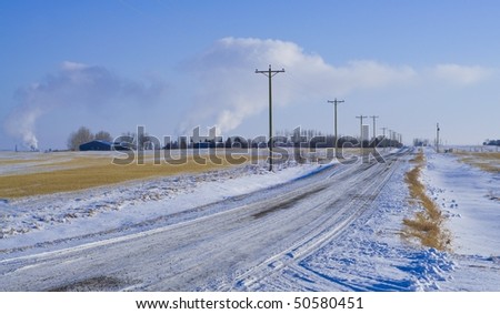 Country Road with electric poles