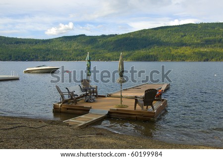 Shuswap Lake Bc. stock photo : Private wooden dock on the Shuswap Lake, British Columbia, Canada