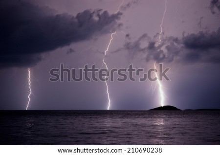 Lightning over the sea