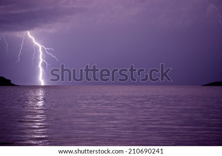 Lightning over the sea