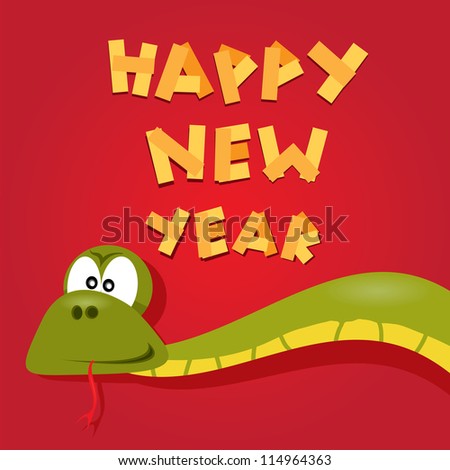 Funny New Year'S Eve Greeting Card With Snake. Happy New Year Vector