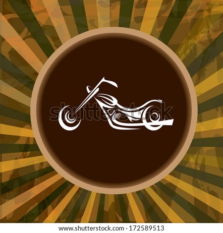 vector Silhouette of classic motorcycle on grunge rays background. motorcycle icon