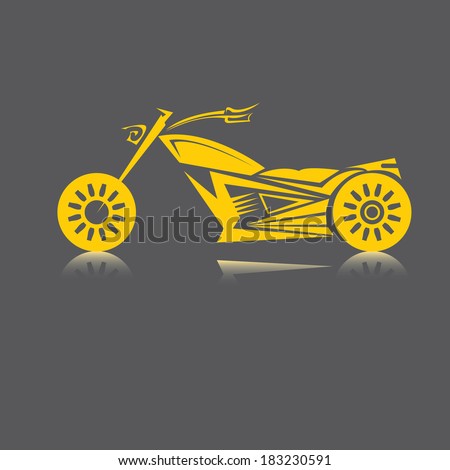vector orange Silhouette of classic motorcycle. motorcycle flat icon