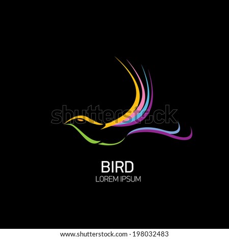 Color Bird abstract flying icon design template. Success in your business. freedom and creative mind sign