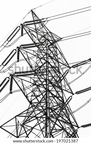 Black and white Structural of power transmission lines/ Structural of power transmission lines