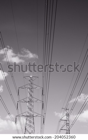 Black and white of power transmission lines/ Power transmission lines