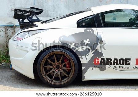 Sport Car with  spoiler / BANGKOK, THAILAND - MARCH 28 : Sport Car with  spoiler at local lane on March 28, 2015 in Bangkok Thailand