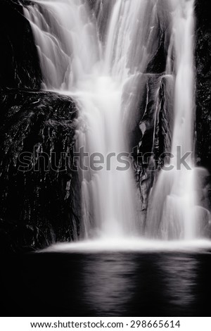 Black and white of beautiful Waterfall in nature / Beautiful Waterfall in nature