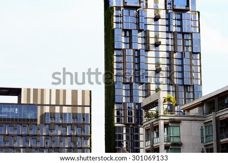 BANGKOK, THAILAND - JULY 28 :  Abstract closeup of exterior building at business area and hotel in Bangkok on July 28, 2015 in Bangkok, Thailand