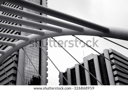 Black and white Structural  against Modern building /  Structural  against Modern building