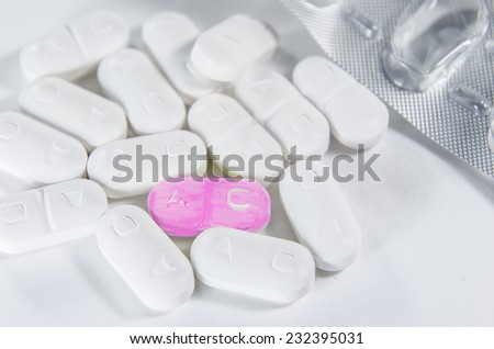 Tablet pharmacy with packing isolated on white background